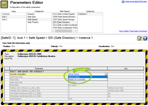 Parameters Editor with all values for Function Activation shown and circled